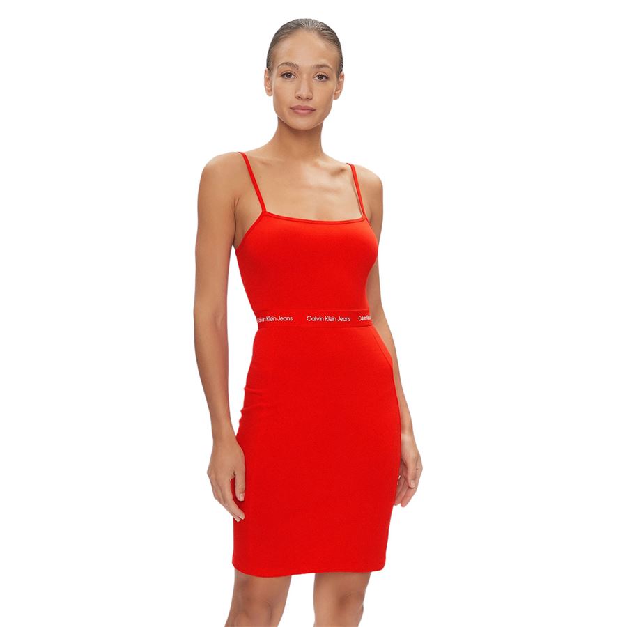 Logo tape strappy dress - vestito di maglina Calvin Klein | J20J219644XA7
